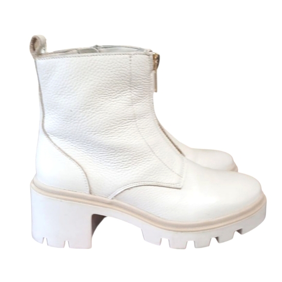 Antonio de Faria Lola Lug Sole Ankle Chelsea Cream Leather Combat Boots Size 8 - Picture 4 of 12